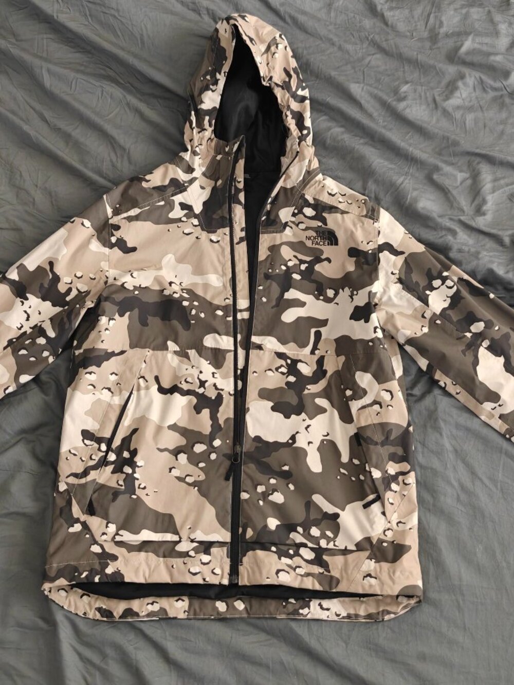 North Face Camo Rain Jacket — Size Medium